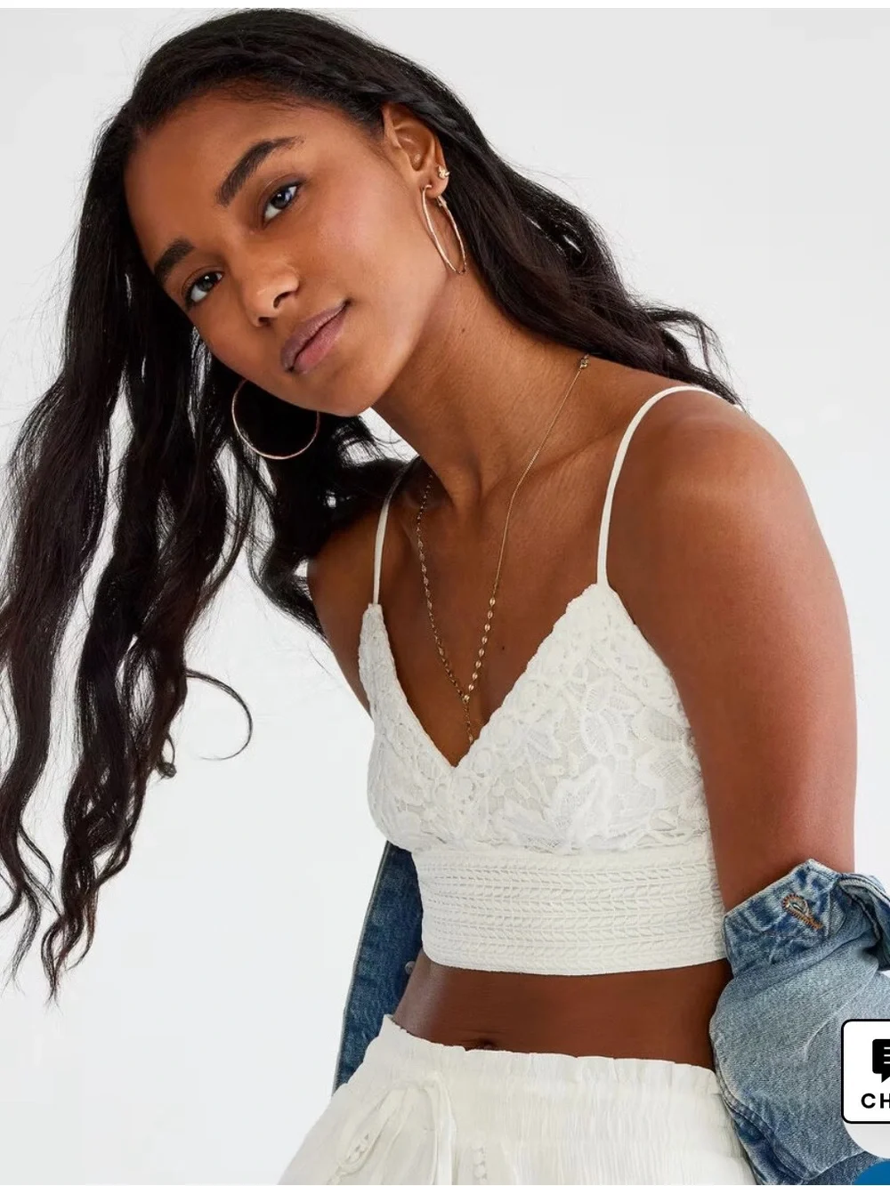 Aeropostale Lace Tie-Back Cropped Cami White